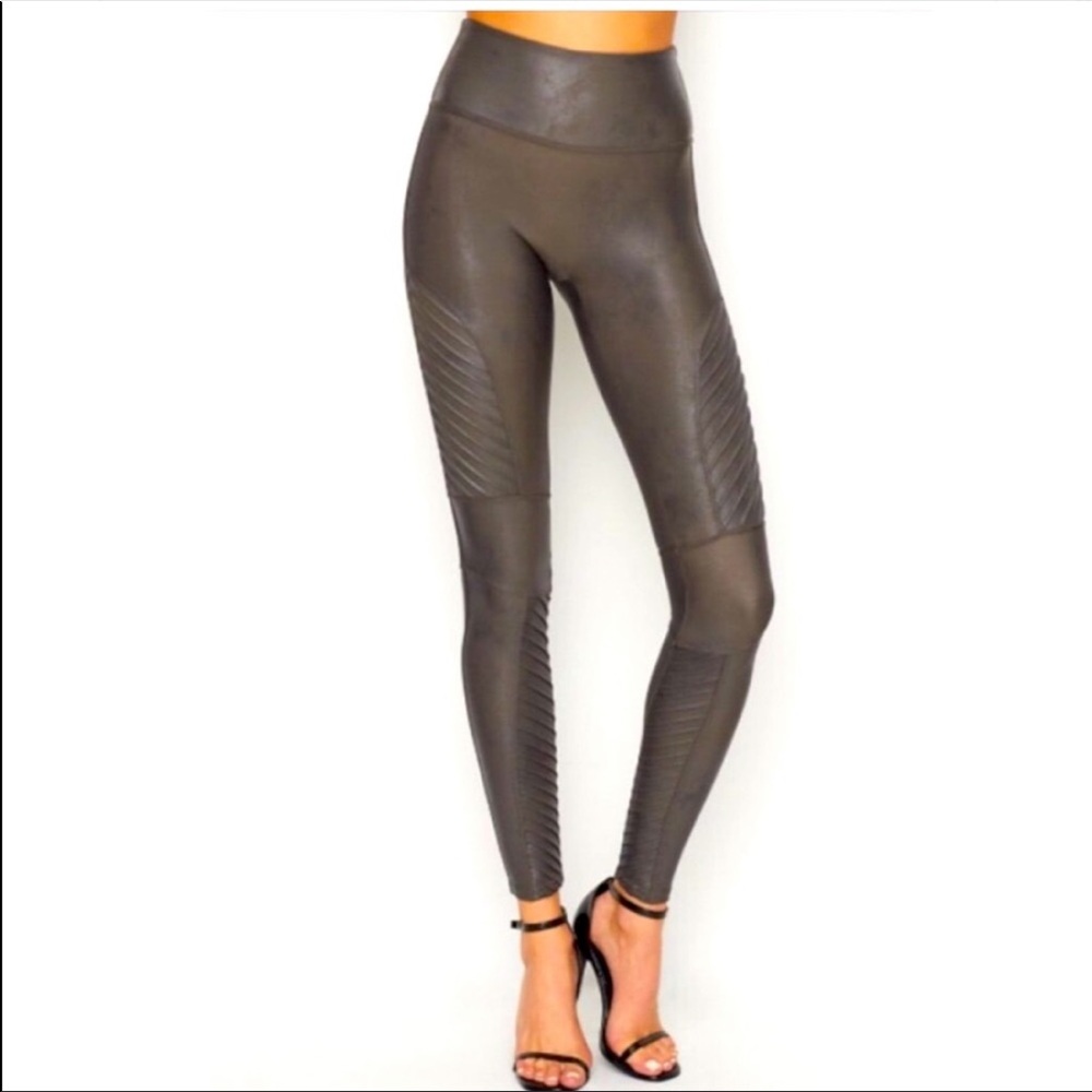 Spanx Gunmetal Moto Leggings Size Medium